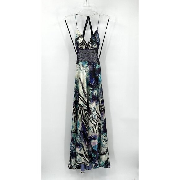 CACHE maxi dress gown beaded backless sequins satin floral Y2K party evening 4 - Picture 2 of 14
